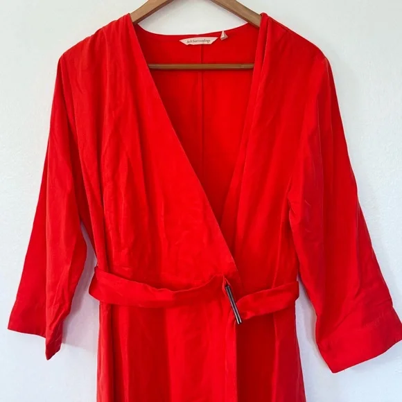 Soft Surroundings Belted Wrap Hi Low Orange Dress Sz XL - Picture 4 of 12